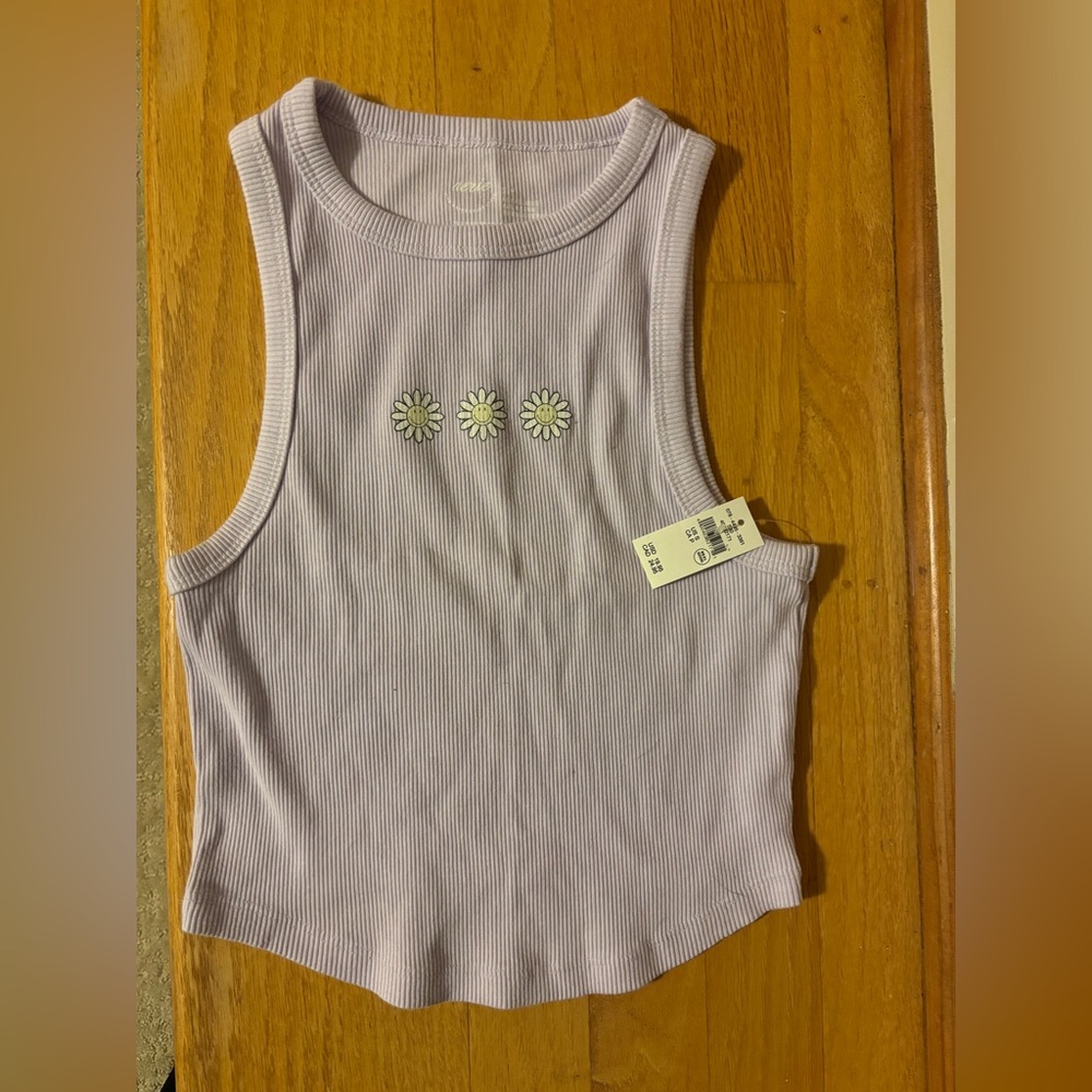 NWT Aerie lavender smiley face flower tank top